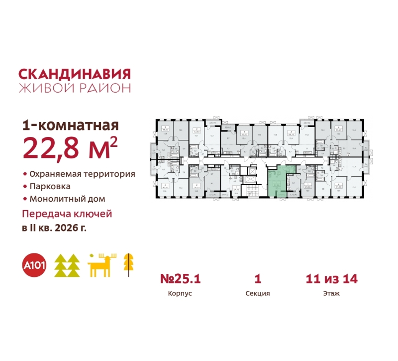 Объект по адресу Москва г, Сосенское п, Скандинавский б-р, д. 25к1