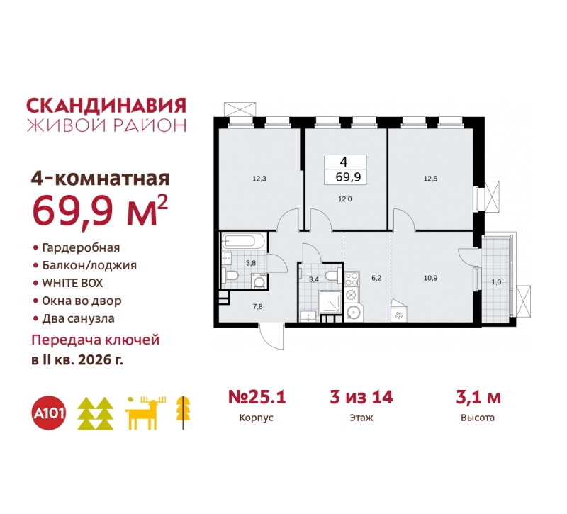 Объект по адресу Москва г, Сосенское п, Скандинавский б-р, д. 25к1