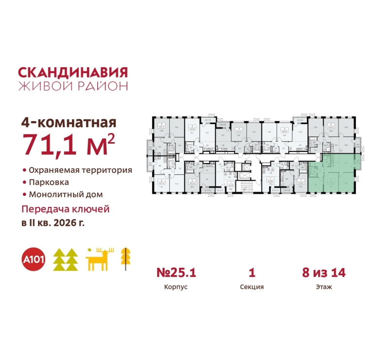 Объект по адресу Москва г, Сосенское п, Скандинавский б-р, д. 25к1