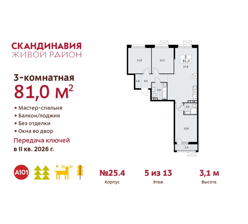 Объект по адресу Москва г, Сосенское п, Скандинавский б-р, д. 25к4