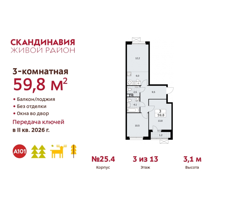 Объект по адресу Москва г, Сосенское п, Скандинавский б-р, д. 25к4