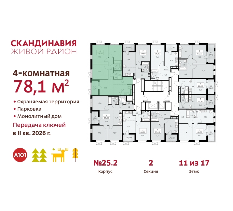 Объект по адресу Москва г, Сосенское п, Скандинавский б-р, д. 25к2