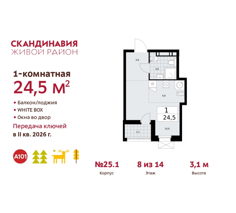 Объект по адресу Москва г, Сосенское п, Скандинавский б-р, д. 25к1