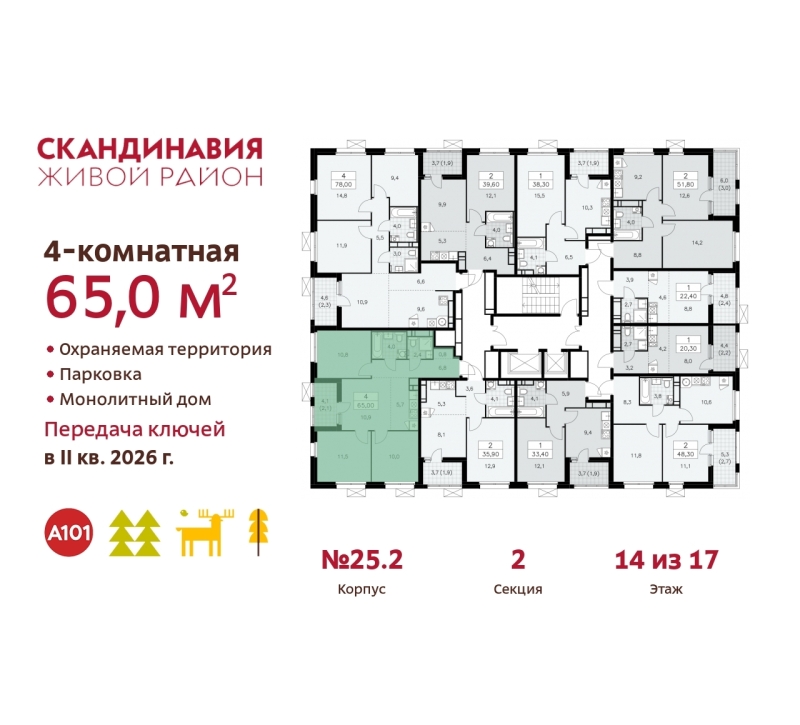 Объект по адресу Москва г, Сосенское п, Скандинавский б-р, д. 25к2