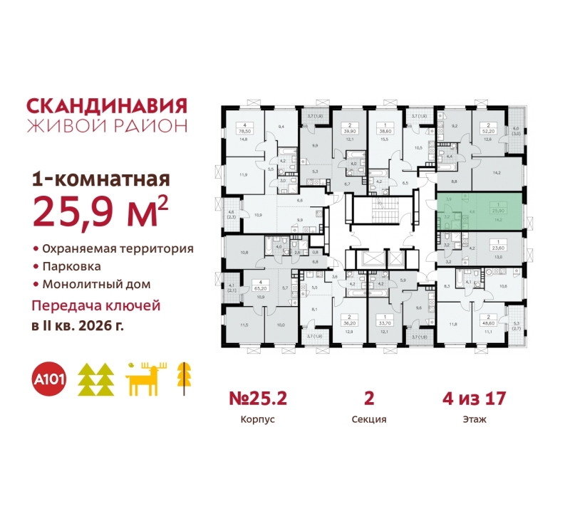 Объект по адресу Москва г, Сосенское п, Скандинавский б-р, д. 25к2