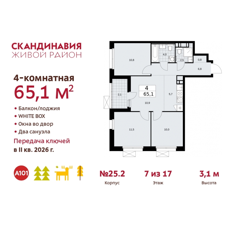 Объект по адресу Москва г, Сосенское п, Скандинавский б-р, д. 25к2