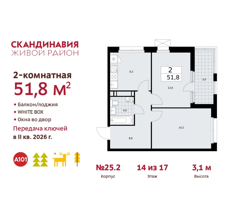 Объект по адресу Москва г, Сосенское п, Скандинавский б-р, д. 25к2