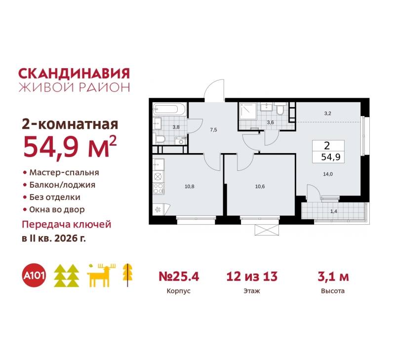 Объект по адресу Москва г, Сосенское п, Скандинавский б-р, д. 25к4