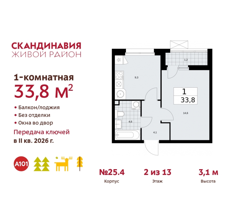 Объект по адресу Москва г, Сосенское п, Скандинавский б-р, д. 25к4