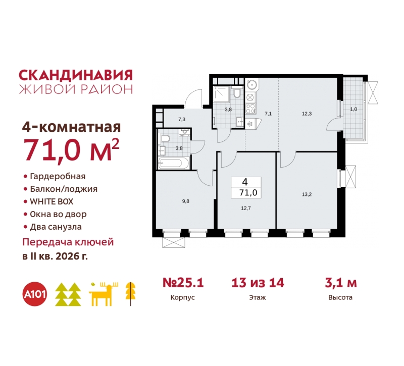 Объект по адресу Москва г, Сосенское п, Скандинавский б-р, д. 25к1