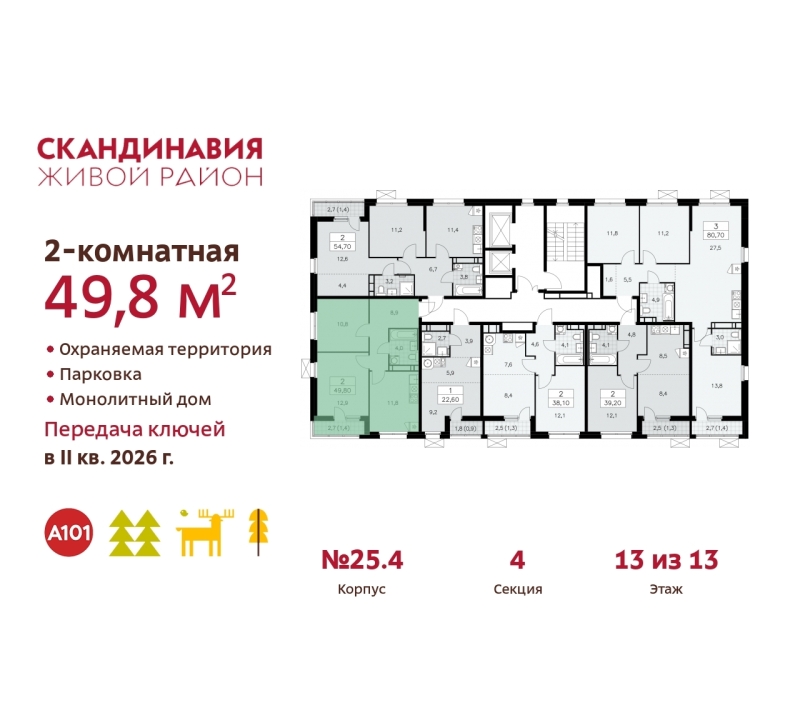 Объект по адресу Москва г, Сосенское п, Скандинавский б-р, д. 25к4