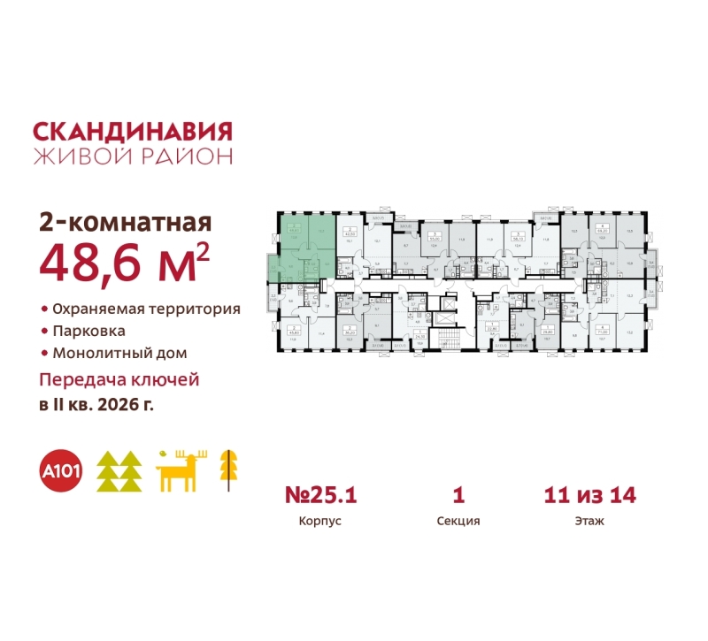 Объект по адресу Москва г, Сосенское п, Скандинавский б-р, д. 25к1