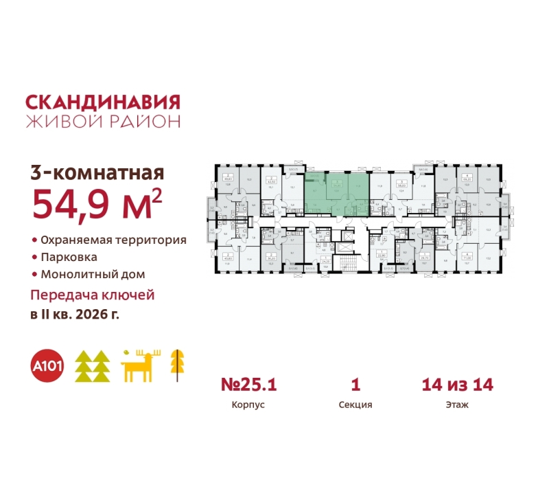 Объект по адресу Москва г, Сосенское п, Скандинавский б-р, д. 25к1