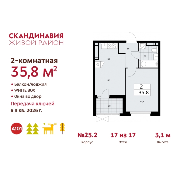 Объект по адресу Москва г, Сосенское п, Скандинавский б-р, д. 25к2