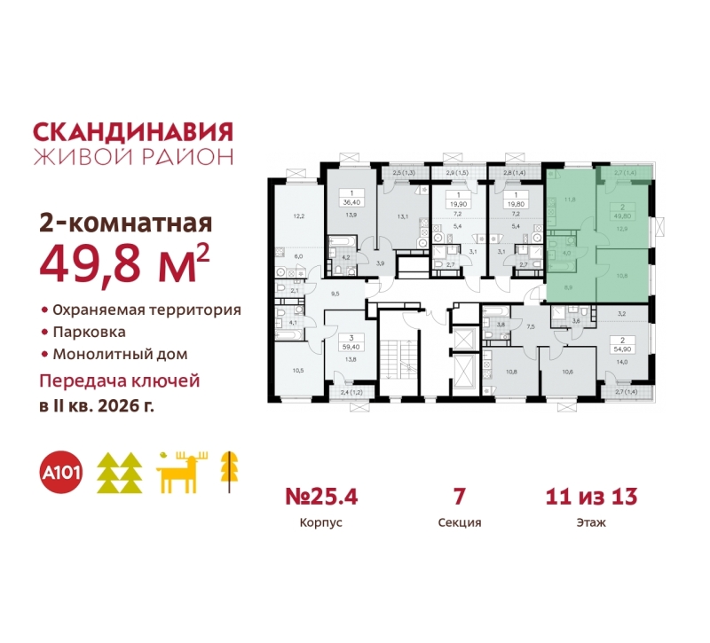 Объект по адресу Москва г, Сосенское п, Скандинавский б-р, д. 25к4