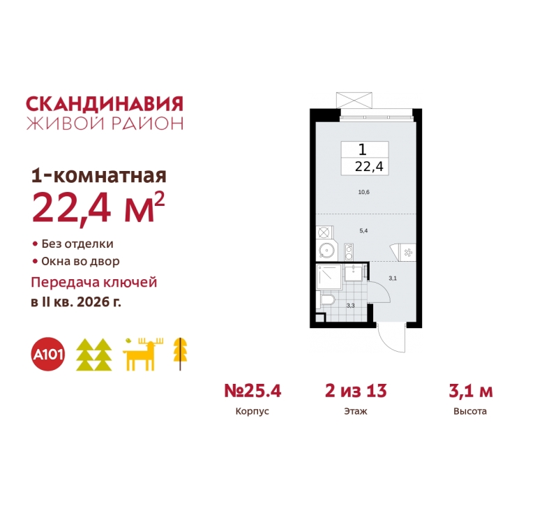 Объект по адресу Москва г, Сосенское п, Скандинавский б-р, д. 25