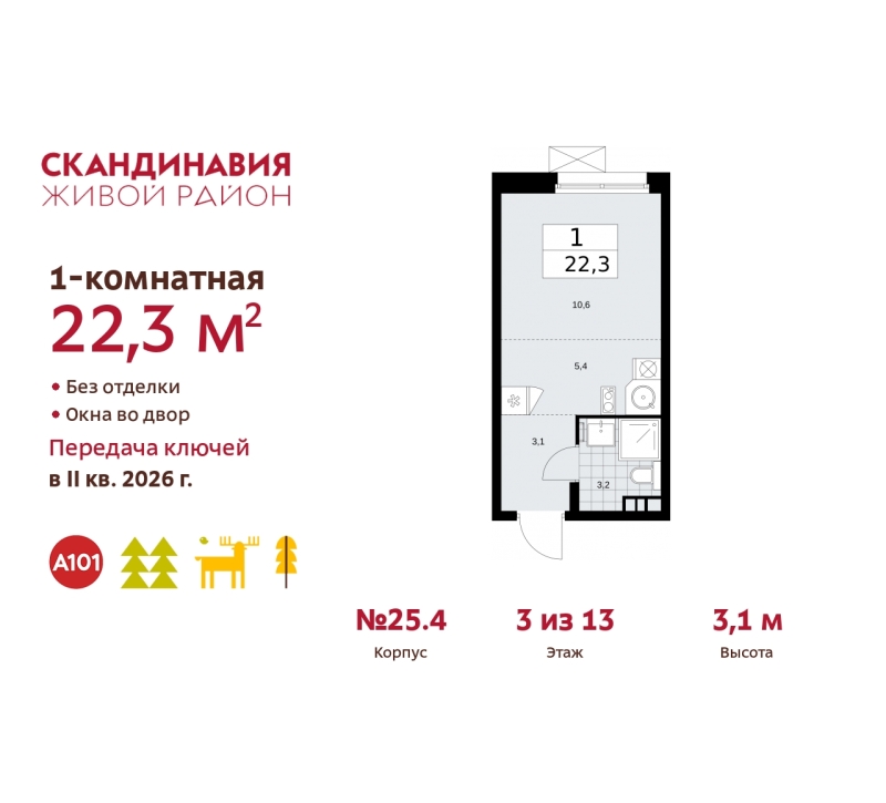 Объект по адресу Москва г, Сосенское п, Скандинавский б-р, д. 25