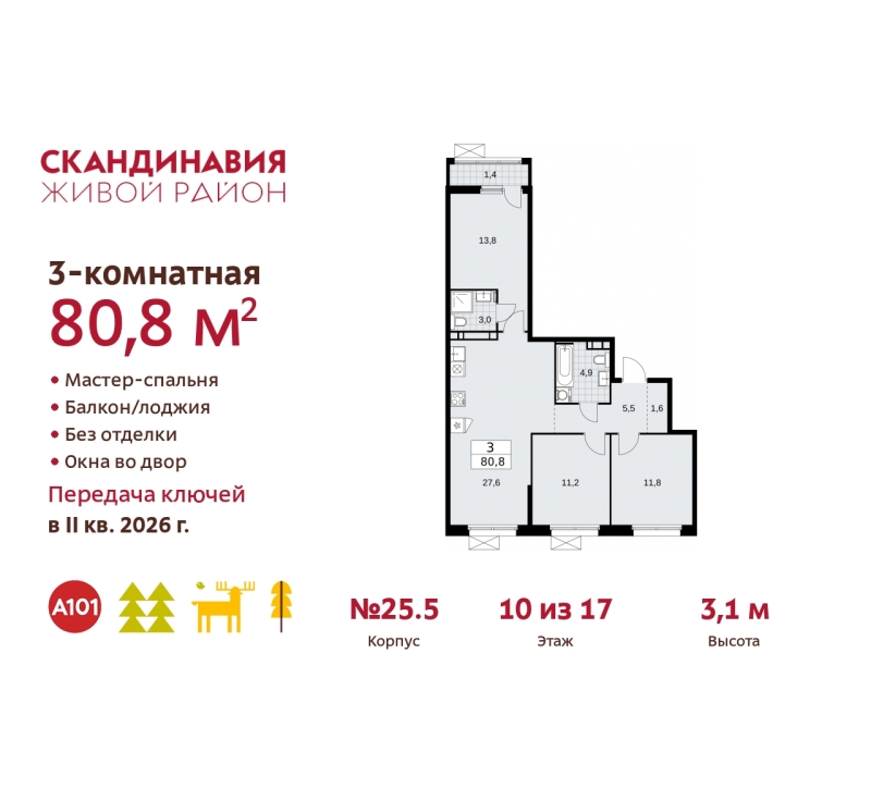 Объект по адресу Москва г, Сосенское п, Скандинавский б-р, д. 25