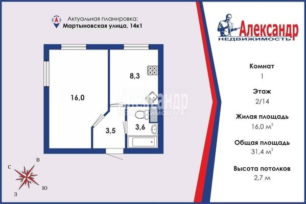 Объект по адресу Санкт-Петербург г, Мартыновская ул, д. 14к1