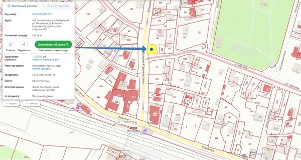 Объект по адресу Московская обл, Малаховка рп, Большое Кореневское ш, д. 6